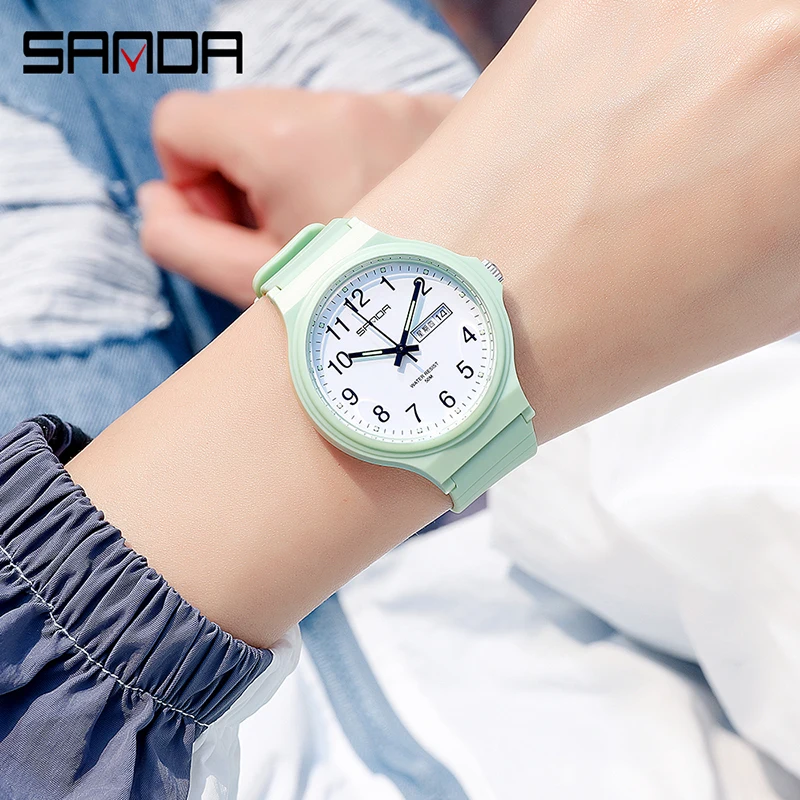 SANDA Trendy Womens Watches Brand Casual Women Quartz Watch Luminous Weekly Calendar new Display 30M 2025 Waterproof Reloj Mujer