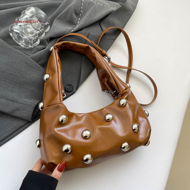 2024 New Riveted Ball Underarm Trendy Fashion, niche Design, Single Personalized Cross Shoulder Women's Bag #29 swissmilitary
