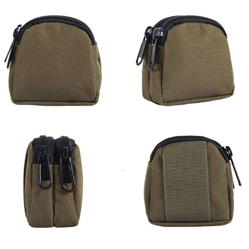 Nylon Double Zipper Pocket Coin Purse Men Outdoor Pouch Lightweight Small Card Holder Keys Storage Belt Waist Bag 241029