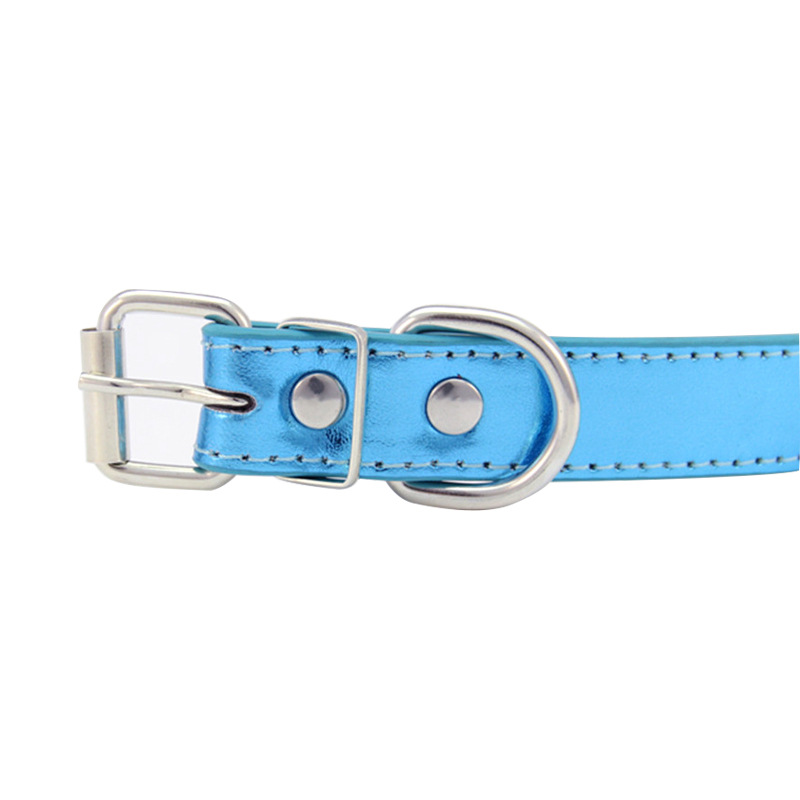 PU Pet Collar Reflective Shiny Leather Cat Collar Adjustable Cute Dog Collar with Durable Metal Buckle for Small and Medium Dogs