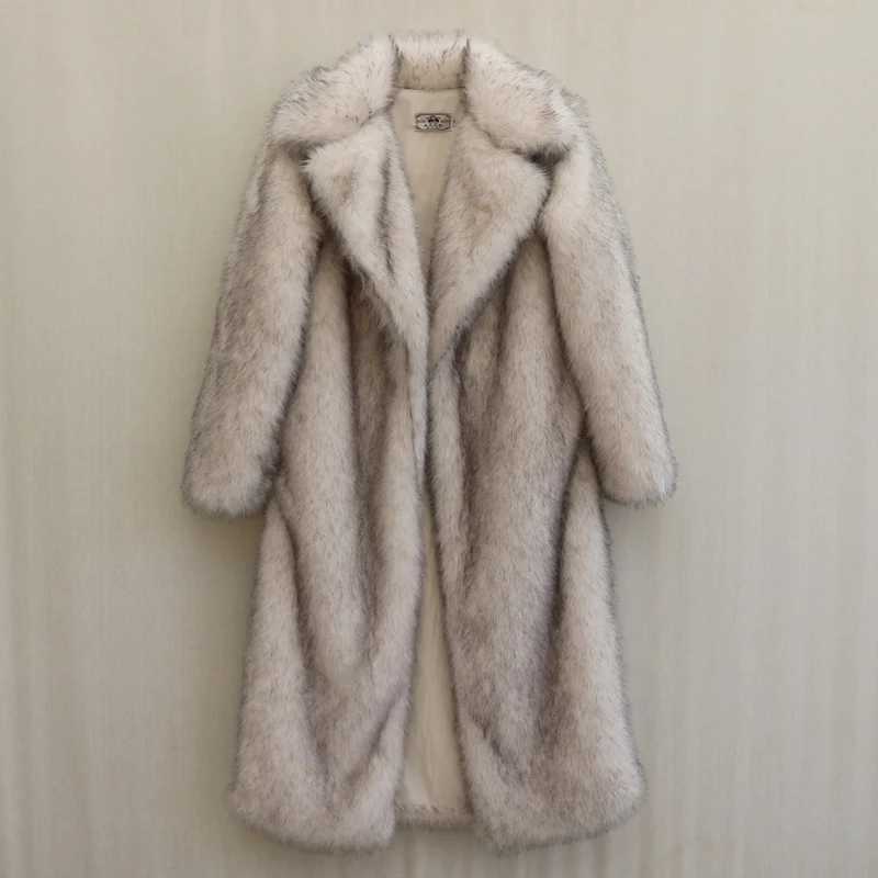 Barbiken same mens fur coat winter warm mink long big fur collar casual plus sizeXJ241102
