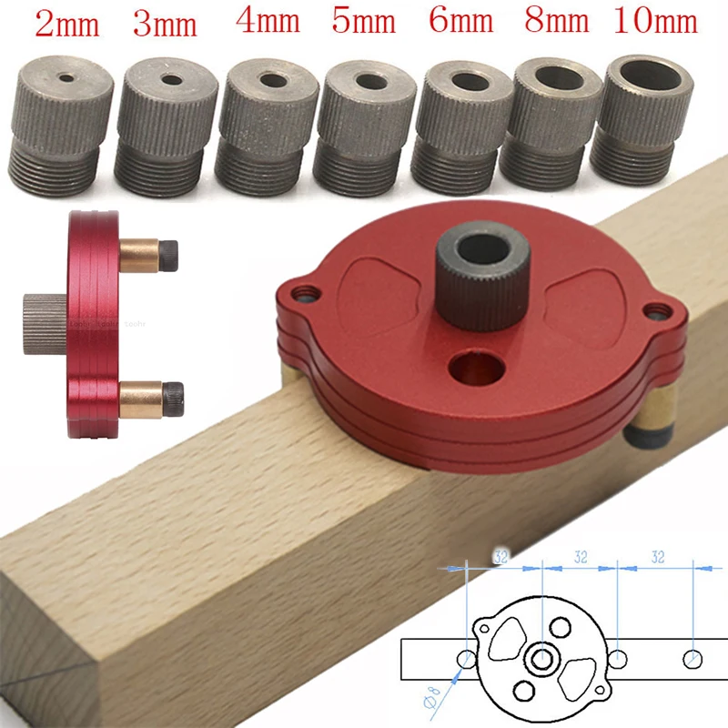 2-10mm Bushing Dowel Jig Kit 2025 new Self Centering Vertical Drill Guide Locator Woodworking Aluminum Alloy Pocket Hole Puncher