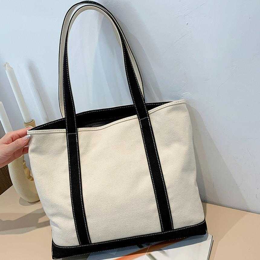 Shoulder Bags Canvas Shopping Bag For Women Casual Versatile Canvas Bag Student WoMens Bag Minimalist Tote Bag 241015