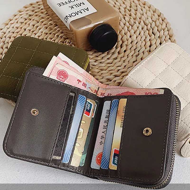 Women Fi Small Zipper Wallet with Coin Purse PU Leather Plaid Purses Ladies Cute Mini Korean Versi Small Card Pack New InXJ241111