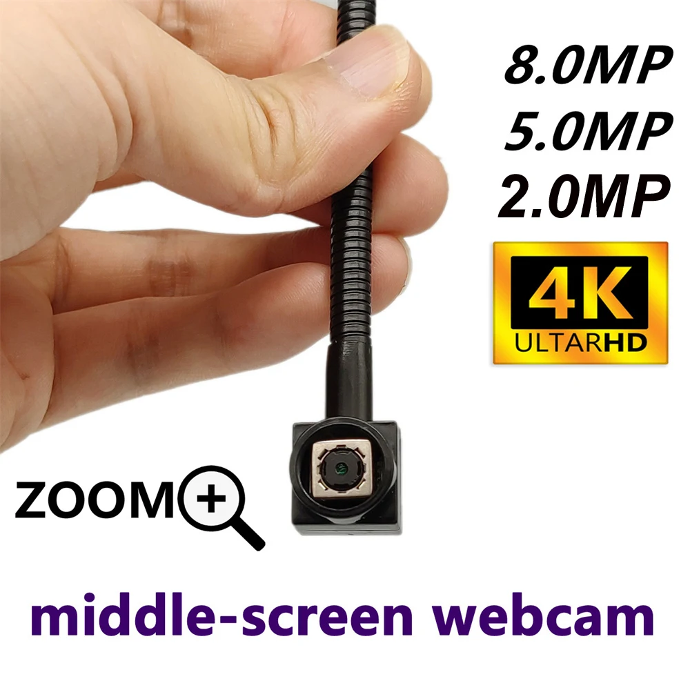 Webcam Middle Screen 4K Adjustable 2MP 5MP 8MP Auto Focus Zoom Mini USB Cam Flipped Sucker Micro USB Camera Audio Eye-to-eye