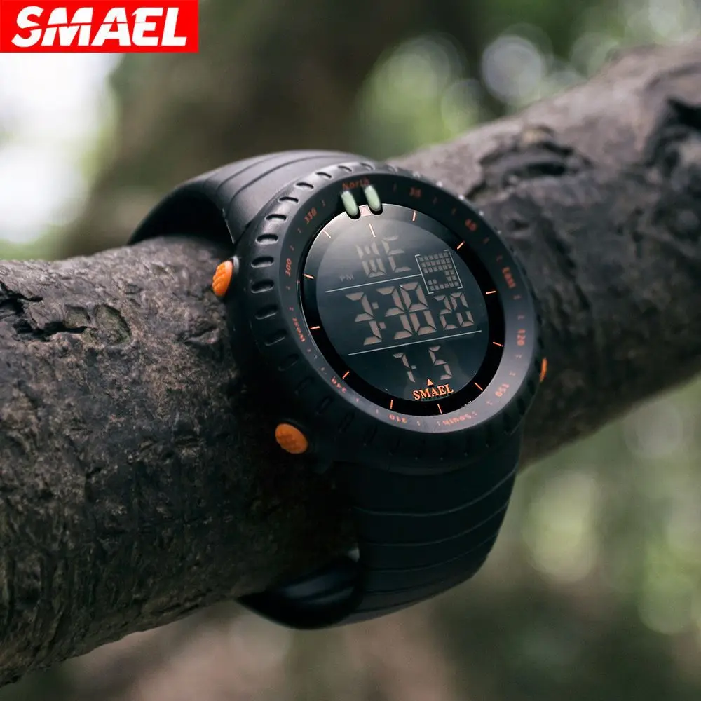 SMAEL Top Brand Men Electronics Watch Outdoor Sports Waterproof Big Dial Digital LED Alarm Digital-watch 2025 new Male 1237