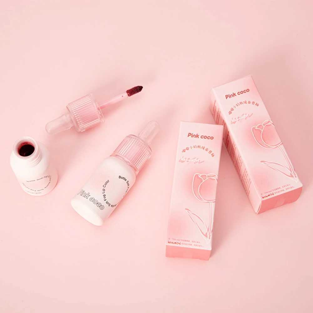 Pink feeding bottle mirror lipstick watercolor glass lip color lasting moisturizing liquid lipstick Korean cosmetics W241101