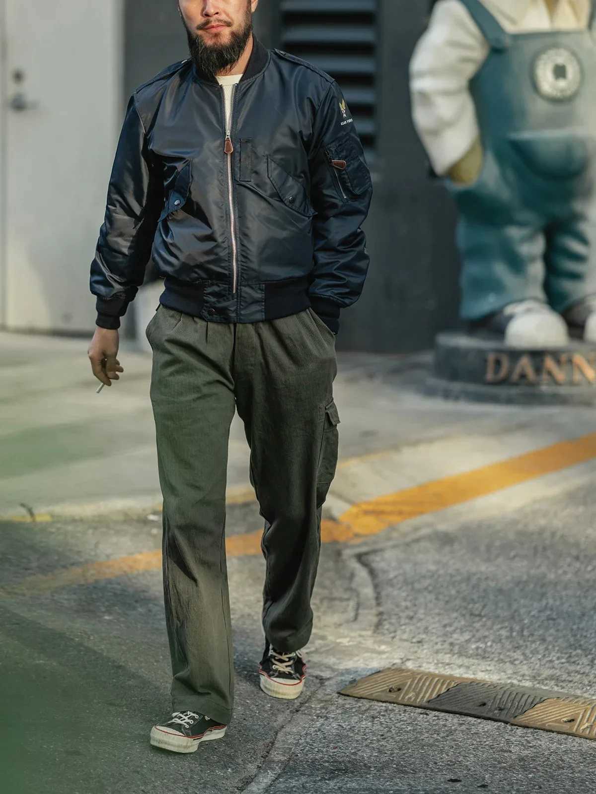 Red Bronson L-2A bomber jacket waterproof nylon military flight jacket blue W241102