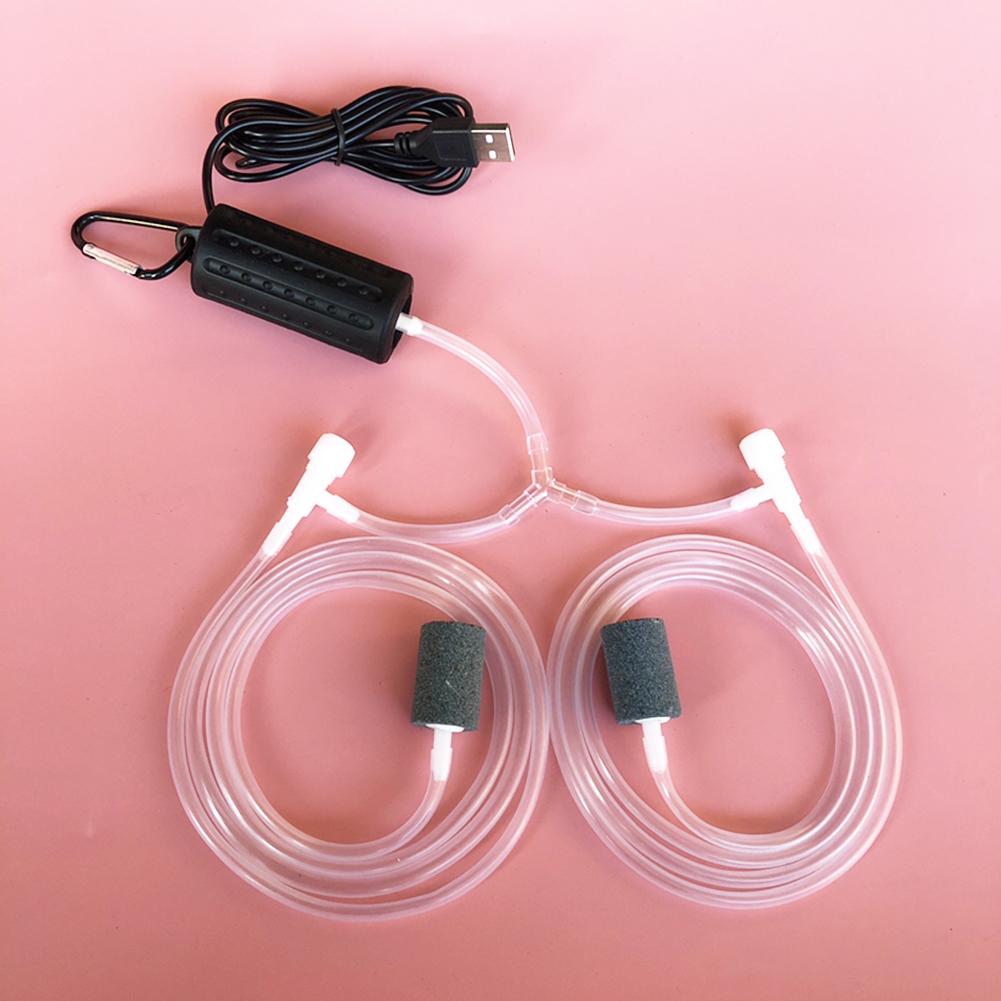 USB Fish Oxygen Air Pump Aquarium Quiet Oxygen Pump Portable Mini USB Aquarium Air Pump With Double Air Stone for Fish Tank