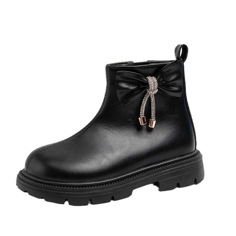 Girls ankle boots and sweet bow childrens princess boots solid color Versatile autumn new girls short boots thick soft sole M241102
