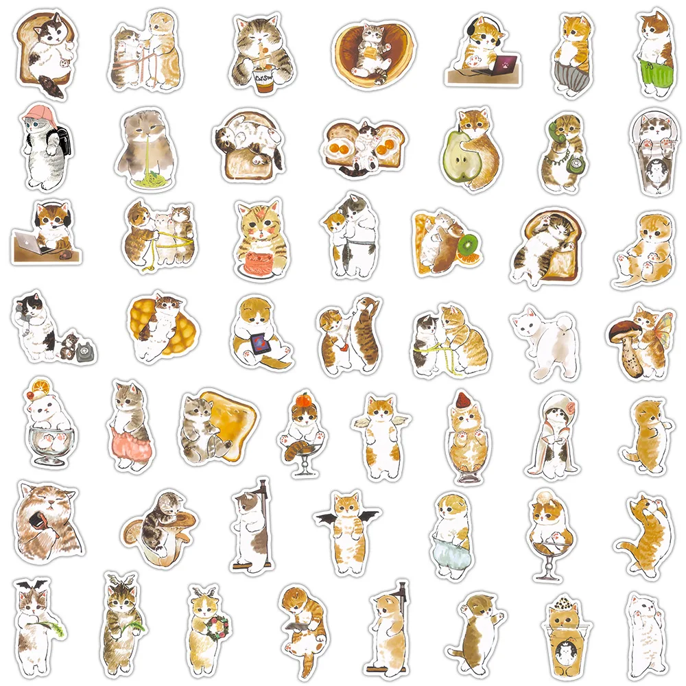 50/100pcs Cute Cat Stickers Laptop Pad Phone Lage Guitar Fridge Diary 2025 Scrapbooking Bottle Kawaii new Decal Sticker for Kids Toy