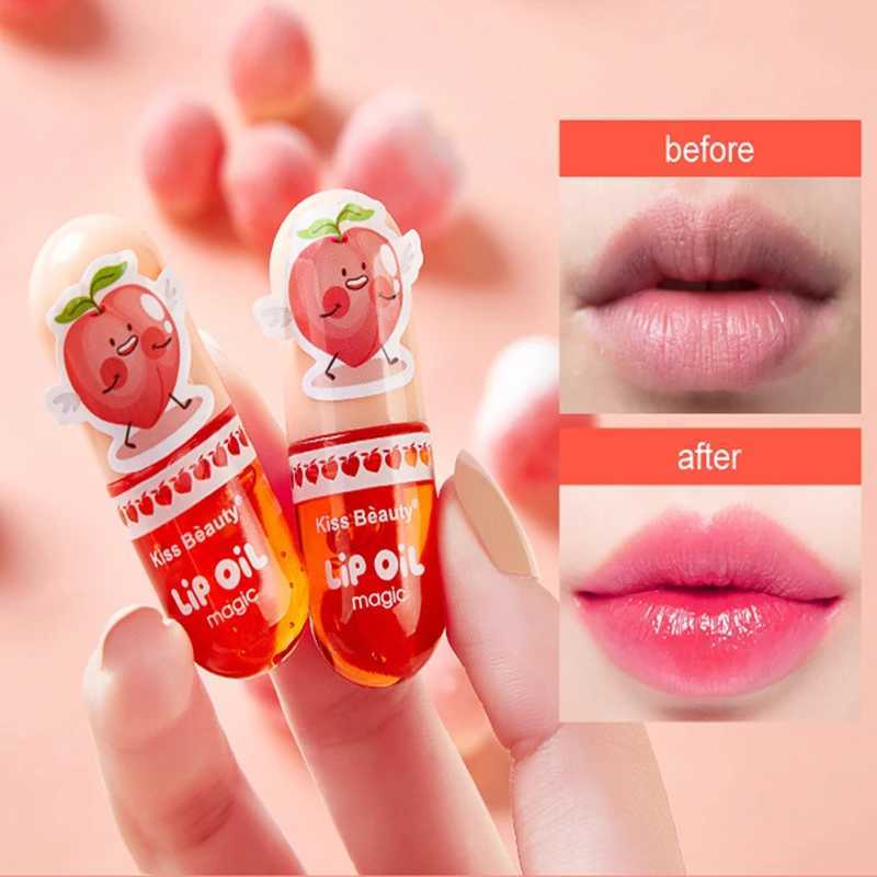 1 piece of temperature color changing lip gloss moisturizing wet peach liquid lipstick mini cute makeup lip gloss cosmetics W241101
