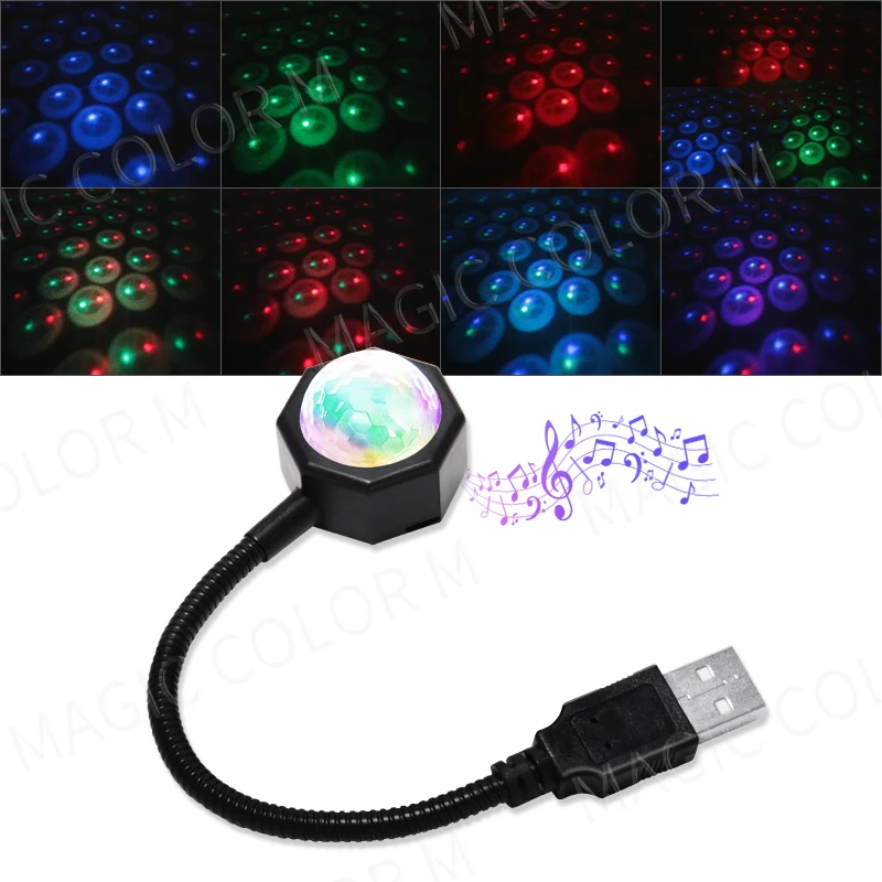 USB Car Ambient Light Roof Star Projector Interior Atmosphere Lamp Spherical 4 Colors 9 Modes Auto Home Decoration