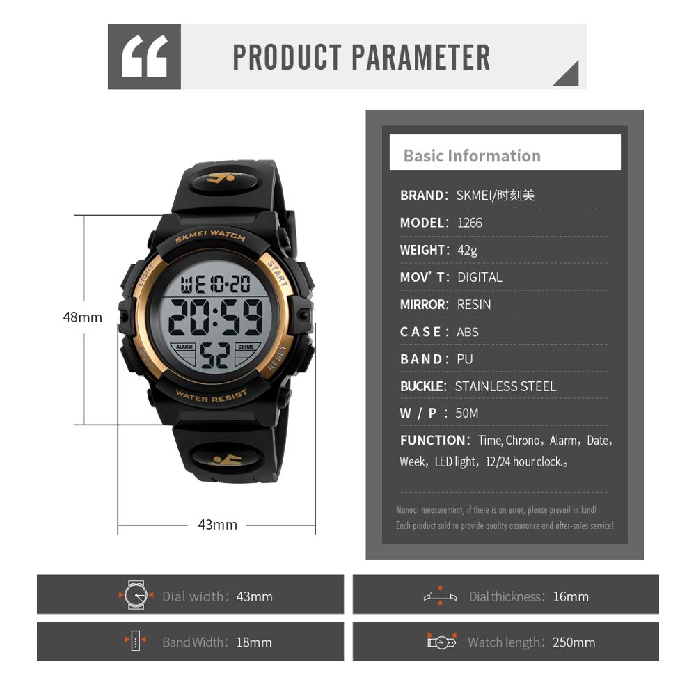 SKMEI Children LED Electronic Digital 2025 Watch Chronograph Clock Sport Watches 5Bar Waterproof Kids Wristwatches For new Boys Girls