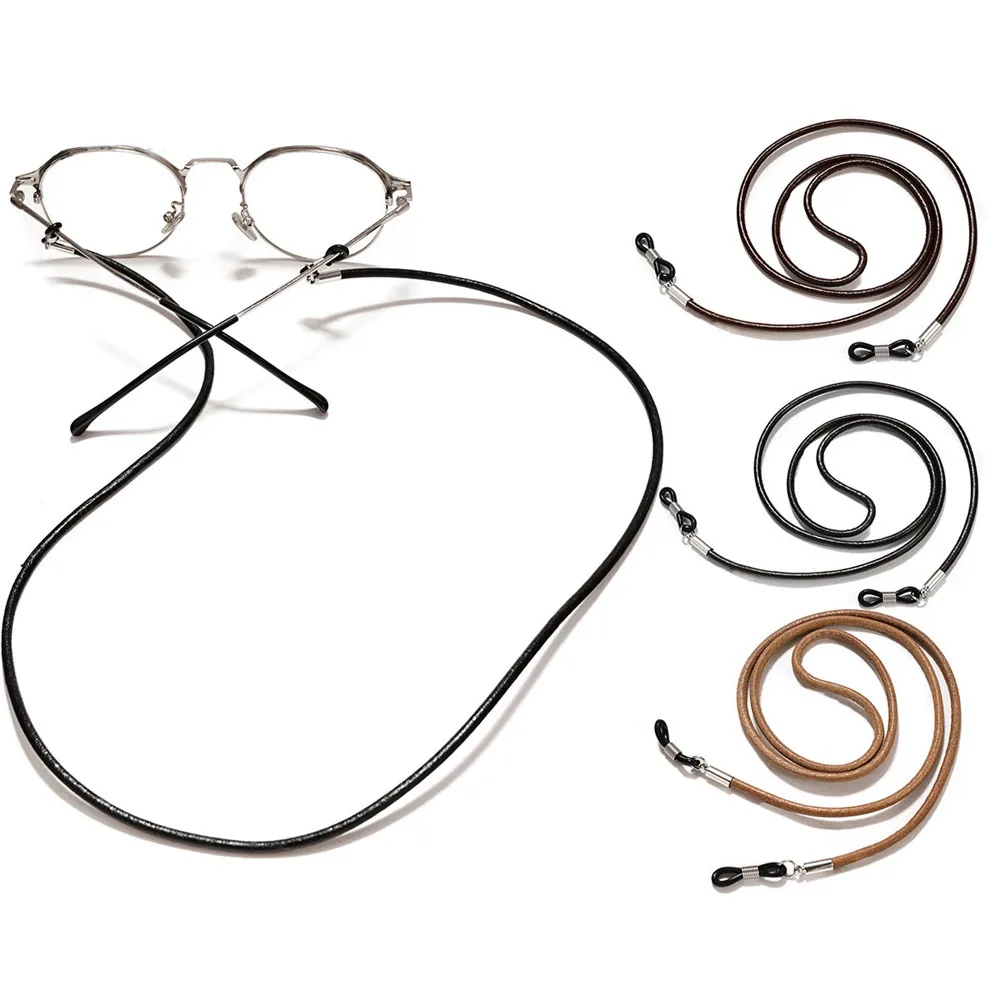 Reading Glasses Chain Men 70cm PU Leather Sunglasses Lanyard Strap Necklace Eyeglass Chain Glasses Cord Vintage Decor Accessory