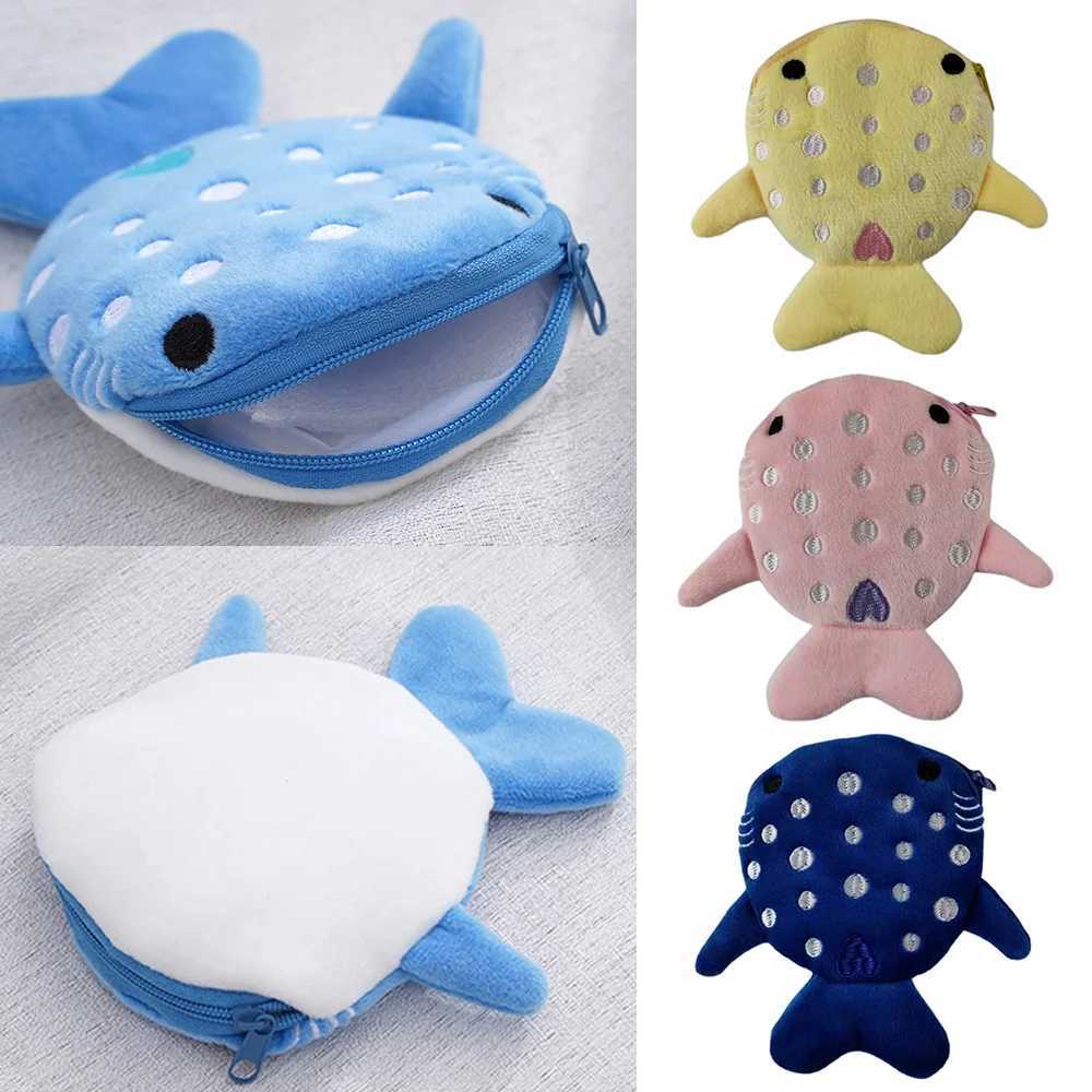 Cute Carto Shark Coin Purse Zipper Plush Women Wallet Coin Bag Headphe Key Data Cable Storage Bag Earphe Cover Coin PouchXJ241111