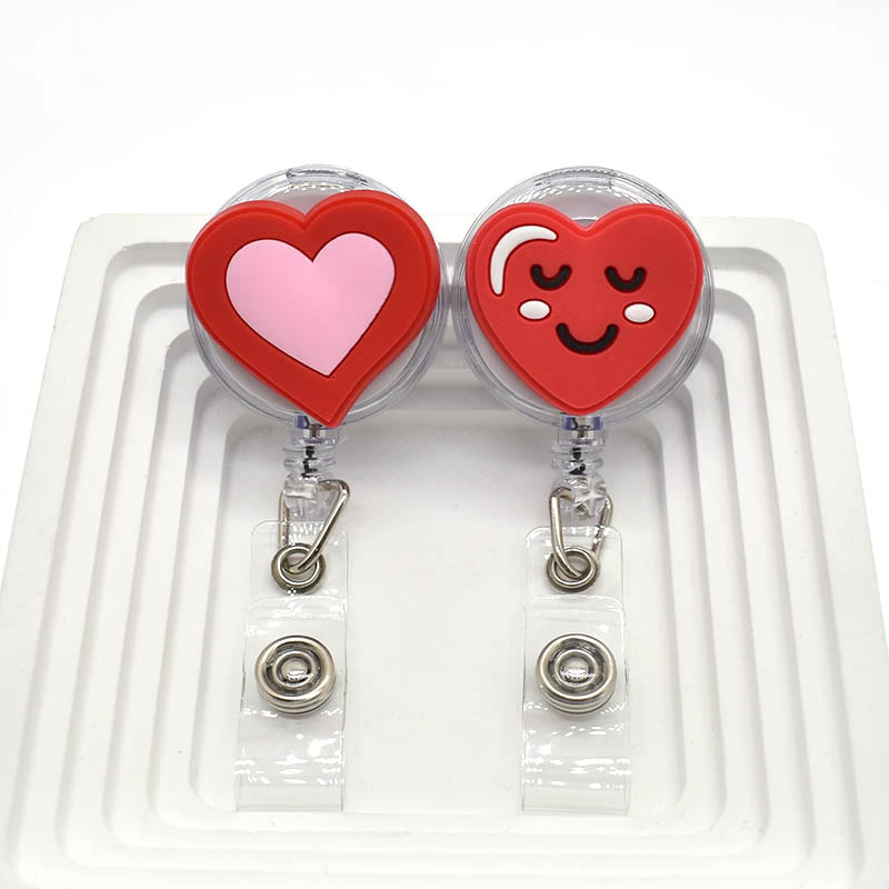 2025 1 Piece PVC Retractable Nurse Badge Reel Cute Colorful Love Heart Students Name Tag ID Card Holder new Keychains Lanyard
