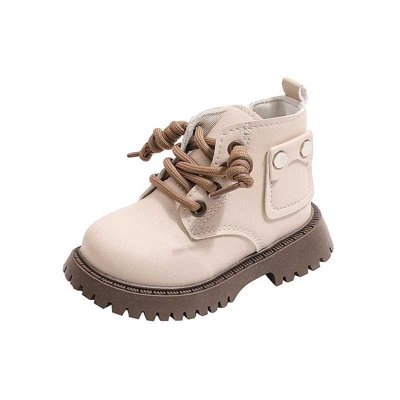 British sled childrens leather boots fashionable and breathable baby casual shoes boys and girls platform short boots anti slip childrens sports shoes