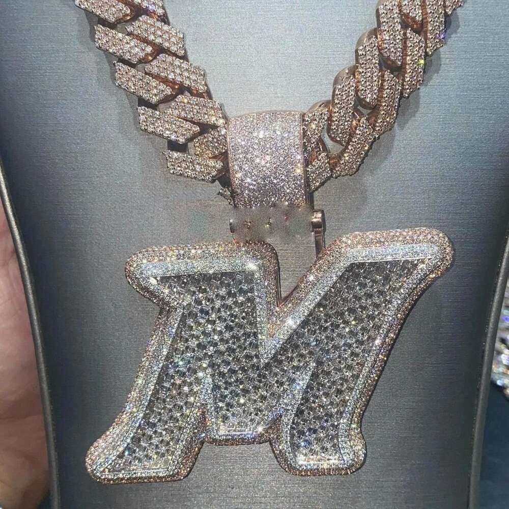 Custom pendant Iced Out CZ Big VVS Moissanite Nameplate Pendent Hip Hop Giant Jewelry Deluxe Custom Name Baguette Letter Necklace Rapper