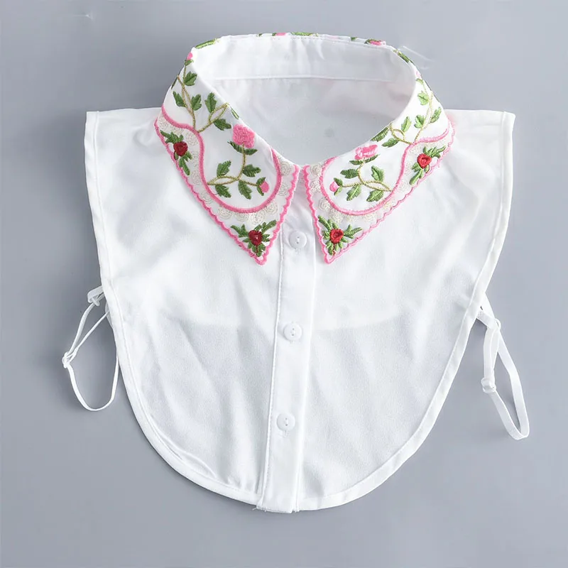 2023 New Fake Collars Woman Vintage Half Shirt False Collar Woman Embroidery new Detachable 2025 Lapel Collar Faux Col Accessories