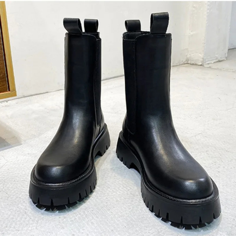 British leather anti slip motorcycle boots mens fashionable casual black platform shoes mens soft soled mens ankle boots 241031