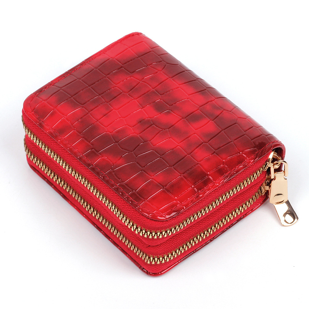 New Crocodile Pattern Organ Double layer Zipper Women's Wallet Large Capacity PU Bag Multi functional Card Bag