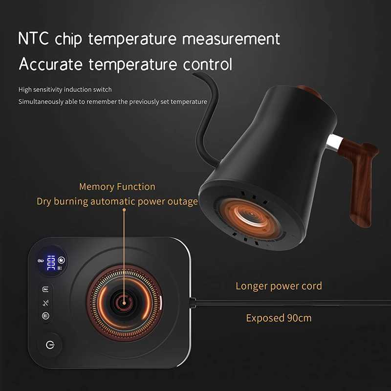 110V/220V Gooseneck Electric Kettle Intelligent Temperature Control Pot 1200W Fast Heating Kettle 304 Stainless Steel Inner Lining Pot 900ml Y241102