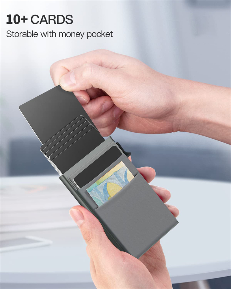 Customized Name Card Holder: RFID Mini Slim Wallet for Men - Aluminum Metal Magic Wallet, Thin Male Purse Money Bag (2024) 4 c3071