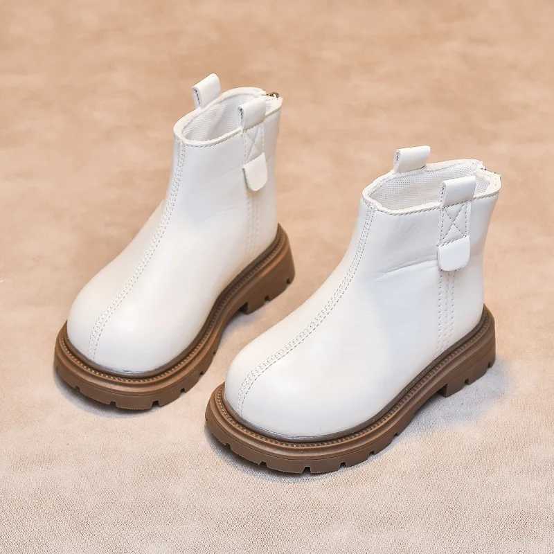 Childrens Short Boots British Sled Boys and Girls Ankle Boots Solid Color Edition Autumn New Childrens Leather Boots Fashion Classic M241102