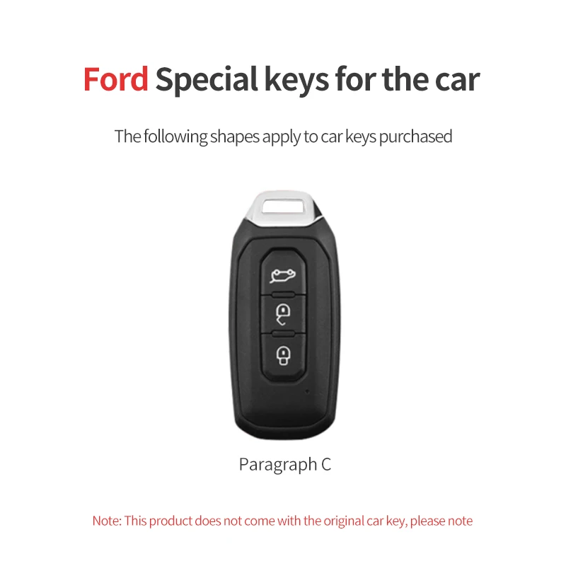Aluminium new Alloy 2025 Leather Car Remote Key Case Holder Fob for Ford Territory EV Smart 3 Buttons Remote Key Cover Shell Keychain