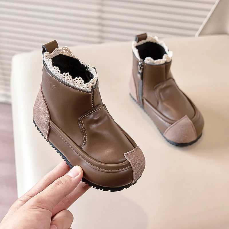 New girls boots childrens fashion boots Sweet spring autumn childrens patch work ankle boots Versatile elegant princess shoes M241102