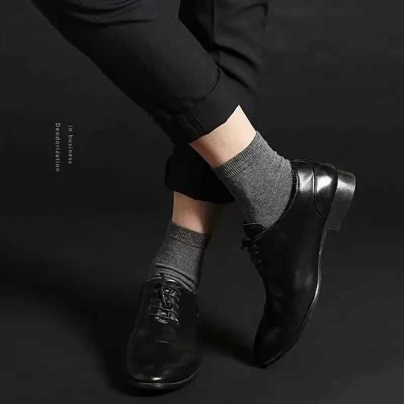 10Pairs/Lot Mens Cotton Solid Color Business Casual Stockings Breathable Non-slip Mens Mid-tube Plus Size EU39-48 LX241102