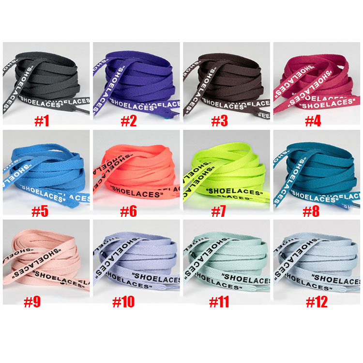 8mm Double print letter SHOELACE candy colors 120cm flat shoe lace shoe accessories fashion letter shoe rope
