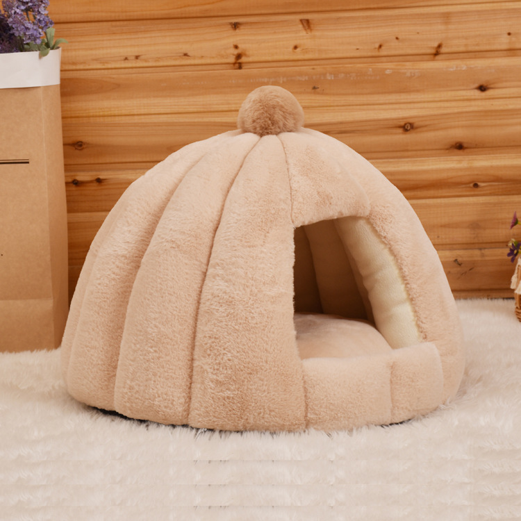 Cute Cat Dog Bed Mat Warm Soft Removable Kennel Nest Pet Basket Types Funny Fruit Pumpkin for Small Dogs House