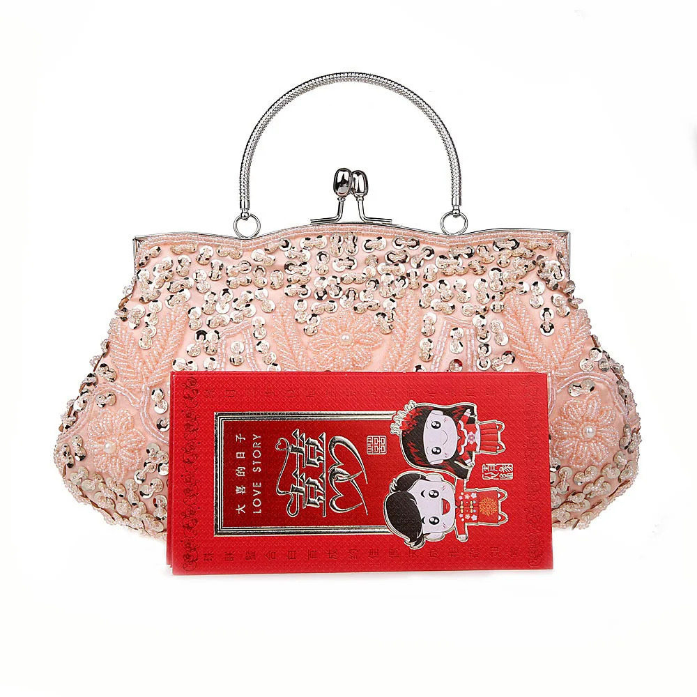 Fashion Retro Womens Evening Bag Beaded Womens Clutch Wallet Shoulder Chain Wedding Party Handbag Wallet and Handbag 241031