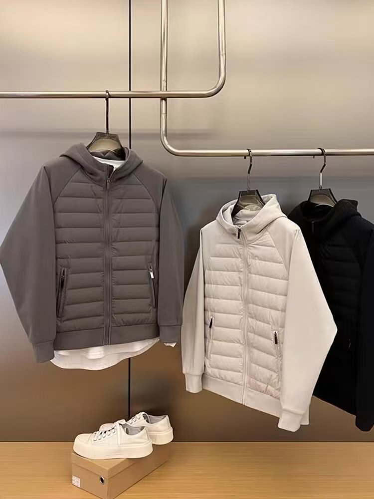 Winter new trend light cotton-padded jacket men loose Joker casual hooded solid color stitching couple coat men