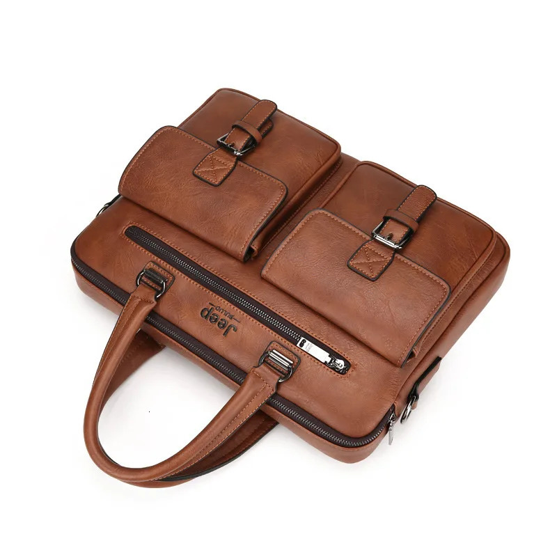 Mens Briefcase Fashion Handbags For Man Sacoche Homme High Quality PU Leather Shoulder Messenger Bags Office Handbag 241029