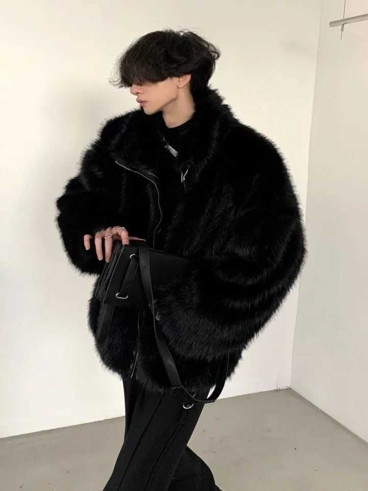 Korean Fashion Faux Mink Fur Jacket Men Winter Thickened Cotton Clothing Temperament Senior Sense of Streetwear Faux Fur CoatXJ241102