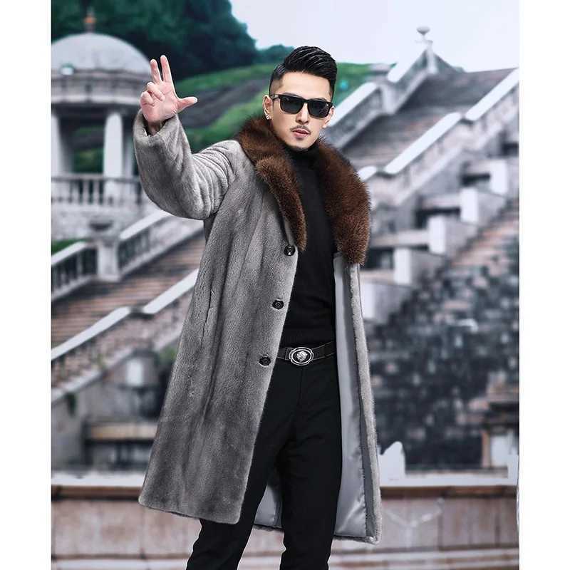 S-6XL Size Fashion Men Winter Jacket Gray Warm Imitation mink velvet Mens Coat Loose Outdoor Sport Casual Long ParkasXJ241102