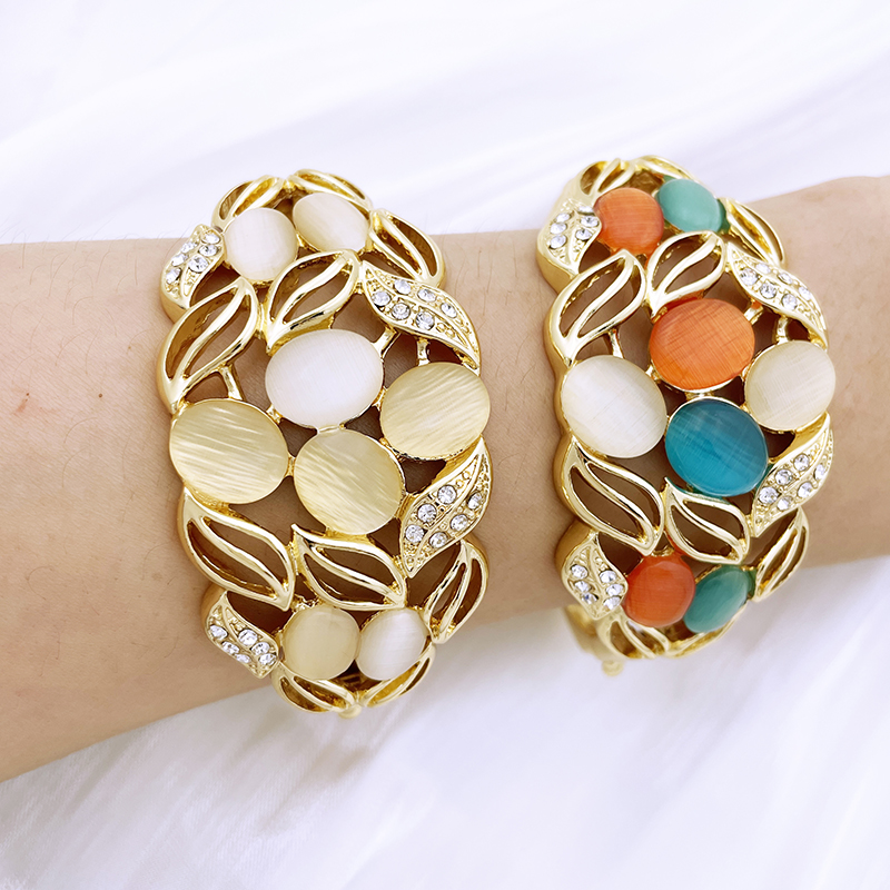 Vintage 2025 Opal Jewelry Set For Women Design Necklace Earrings Bracelet And Ring Gold Plated Dubai new Nigeria High Quality