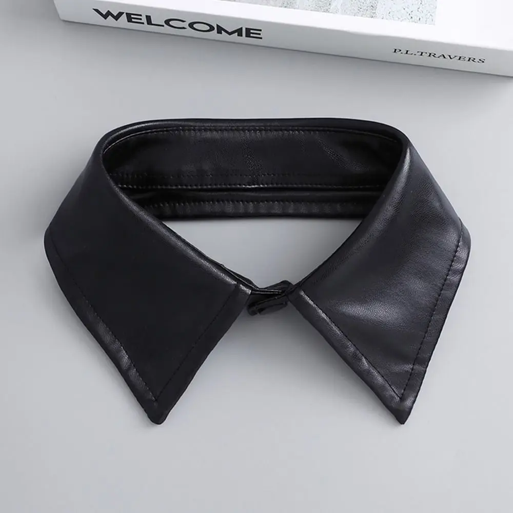 PU Leather Fake 2025 Collar Vintage Detachable Shirt Collar for Women Blouse Sweater new False Collar Lapel Top Neck Shoulder Wraps Tie