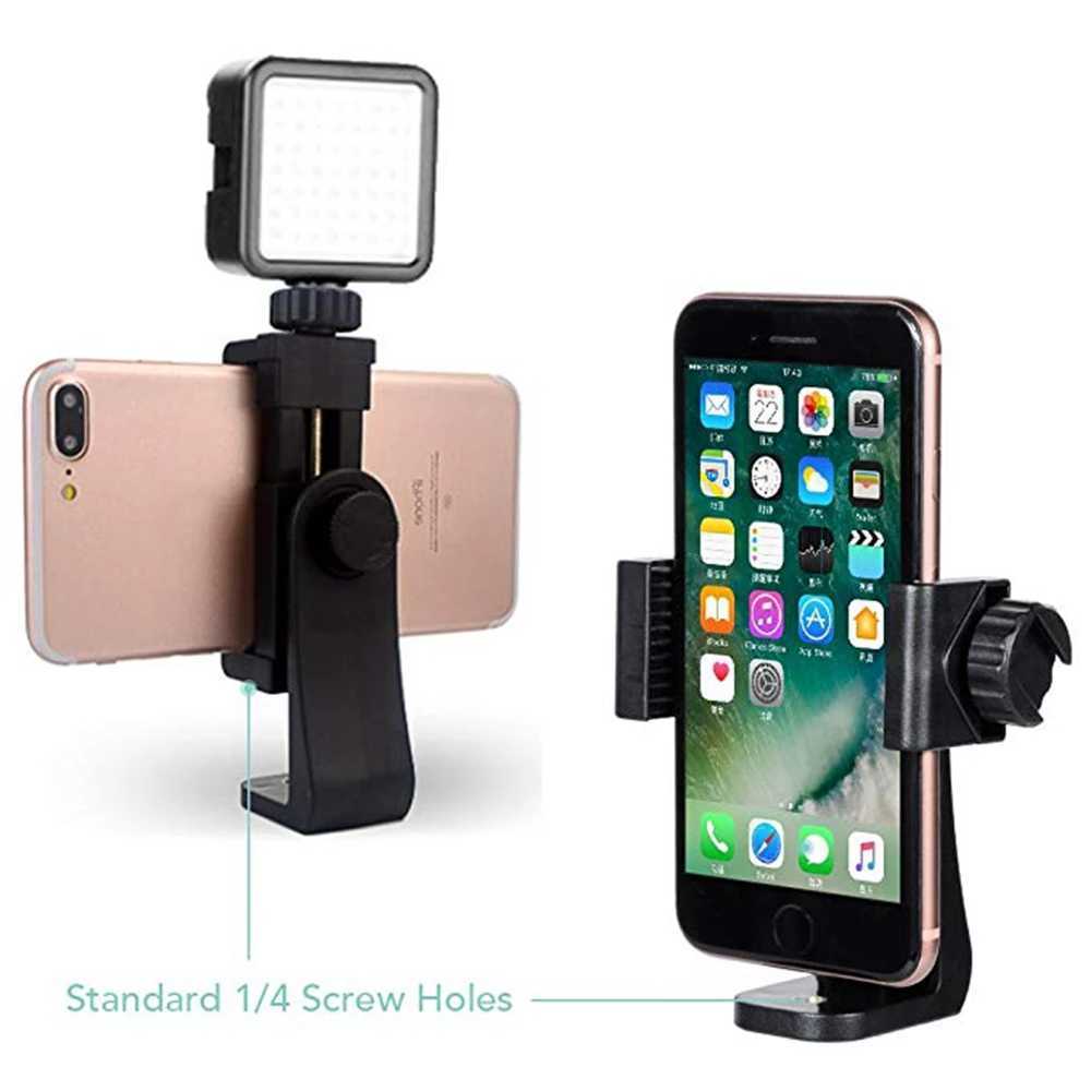 360 Degree Rotation Tripod Stand Black 1/4 threaded hole Mobile Universal Tripod Mount Cellphone Clip Holder for Cell SmartphoneLX241102