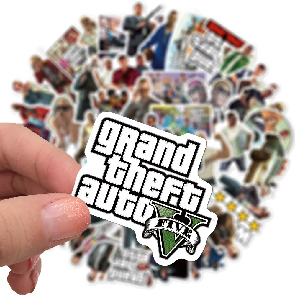 new 50Pcs Game GTA Stickers 2025 for Laptop Skateboard Guitar Phone Lage Car Vinyl DIY Decals Cool Waterproof Sticker Kids Toy