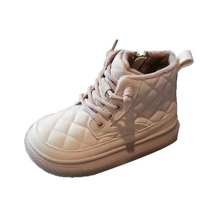 Childrens short boots warm boys and girls snow boots solid color version winter new childrens fashion shoes side zipper M241102