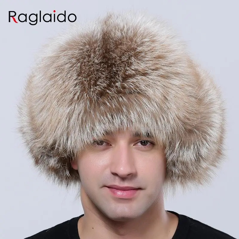 Mens Winter Hat Natural Fluffy Raccoon Fur Warm Adjustable High Quality Sheepskin Bomber Ushaca Fashion Hunting Hat 241031