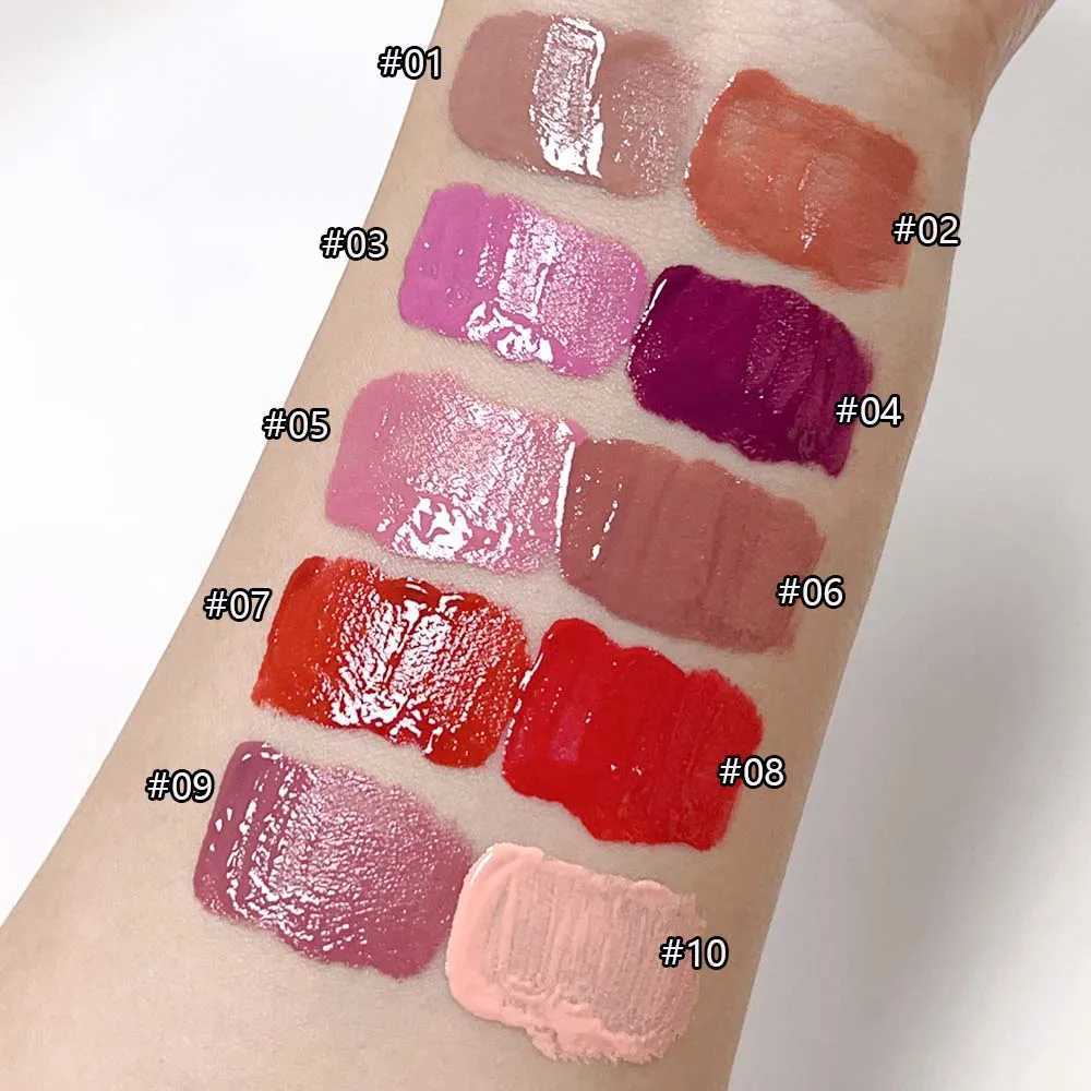 Mini 10 color liquid lipstick waterproof stick free cup durable velvet matte nude purple lipstick gloss cosmetic care W241101
