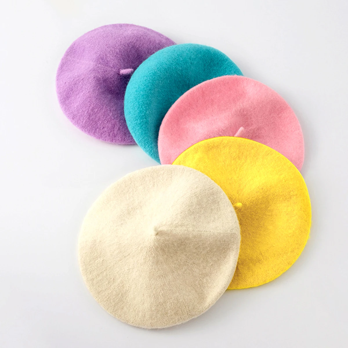 Candy Colors new Wool Knitted Beret for Girls Hair Accessories Cute Baby 2025 Painter Beanie Hat Spring Color Knit Children Berets Cap