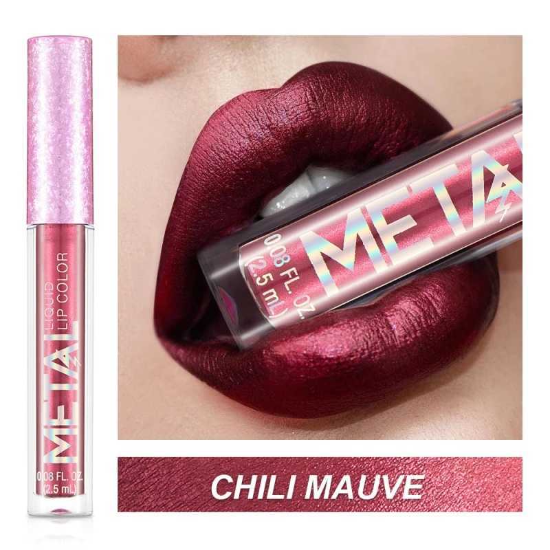 12 color metallic matte liquid lipstick waterproof shimmer metallic durable stick less lip gloss female makeup W241101