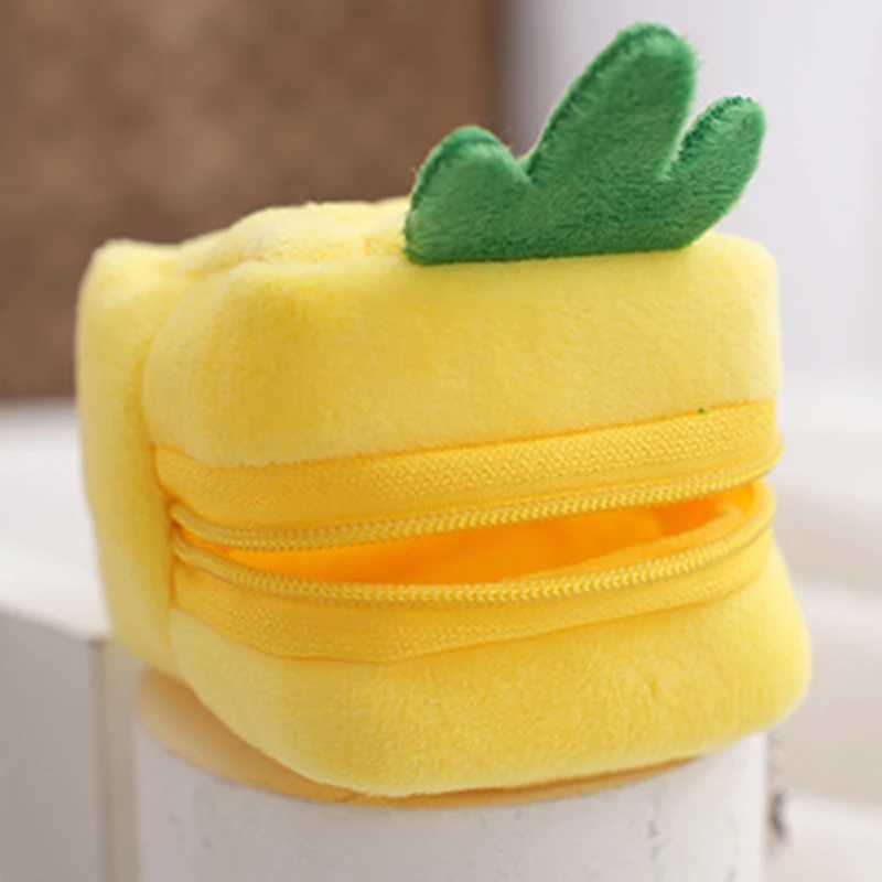 Plush Watermel Orange Fruit Women Coin Purse Mini Cute Oval Zipper Children Girl Coin Wallet Keychain USB Cable Headset BagXJ241111
