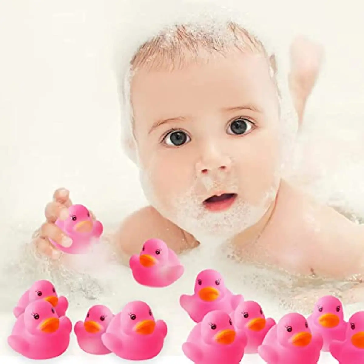 20PCS Rubber 2025 Duck Baby Bath Toys Pink Rubber Ducks Float Squeak Duckies Gift for Baby Toddler new Infant Shower Swimming Pool Party